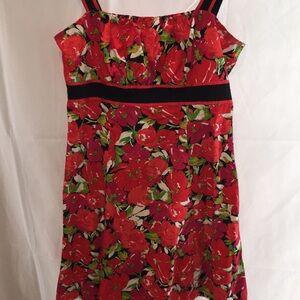 R&K Originals Red Floral Dress | Spaghetti Straps | Size 16